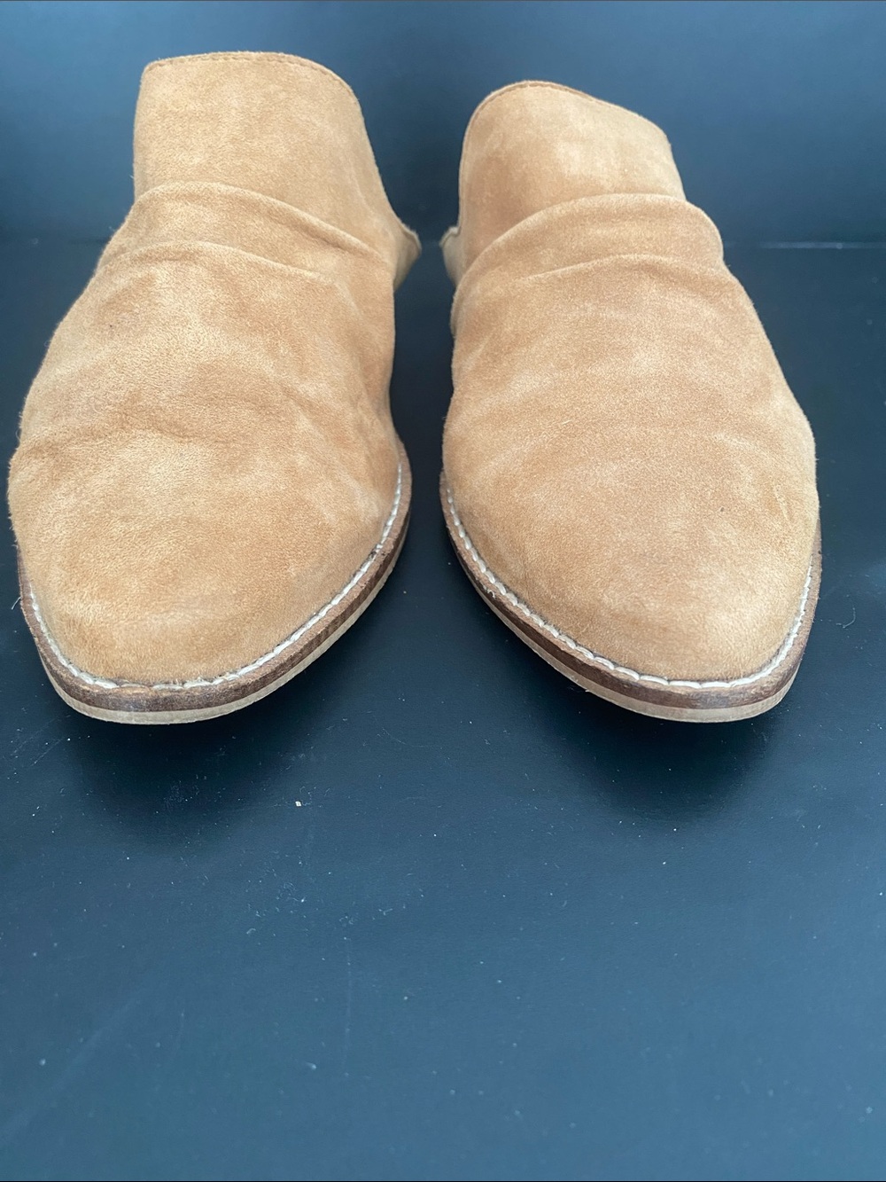Musse &Cloud Pointed Toe Heeled Suede Mules Tan Size 7 - Picture 2 of 9